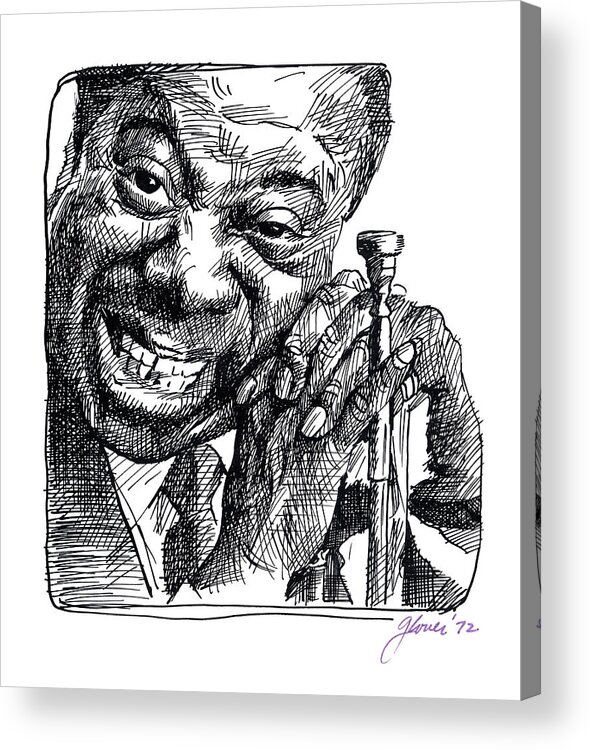 Louis Armstrong Acrylic Print featuring the painting Louis Armstrong by David Lloyd Glover