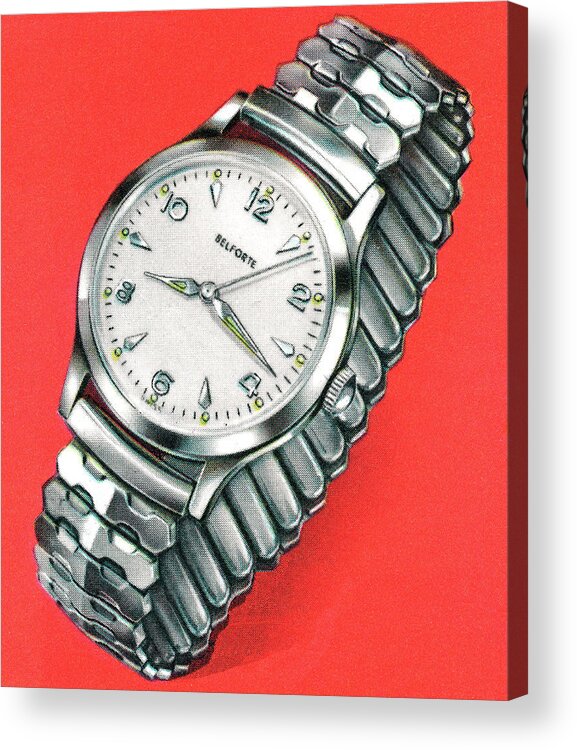 Accessories Acrylic Print featuring the drawing Men's watch by CSA Images