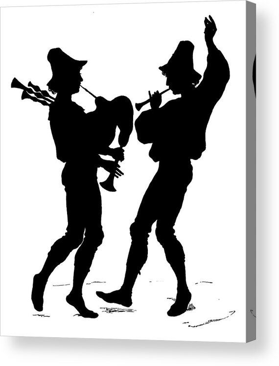 Musician Acrylic Print featuring the drawing Musicians Dancing Silhouette By Paul Konewka by Paul Konewka
