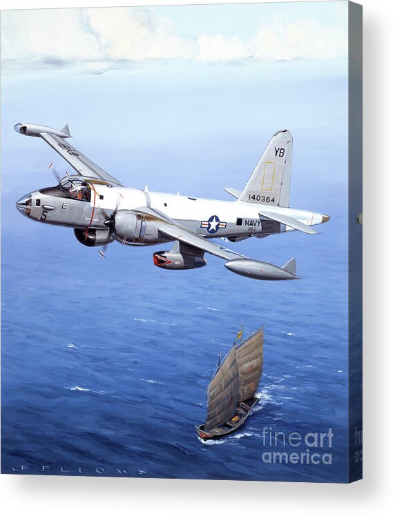 Military Aircraft Acrylic Print featuring the painting Lockheed P2V-7 Neptune by Jack Fellows