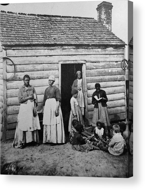 Child Acrylic Print featuring the photograph Presumed Slaves And Their Shack by Hulton Archive