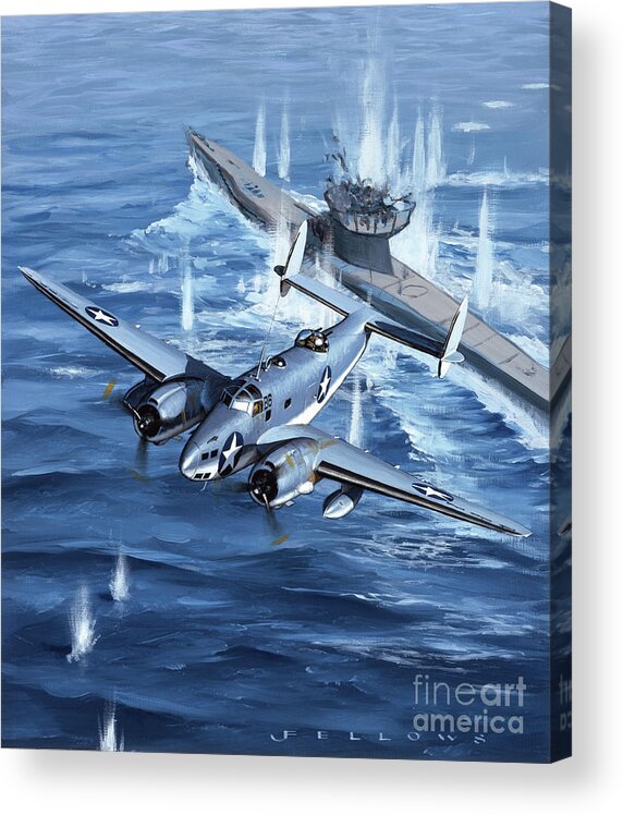 Military Aircraft Acrylic Print featuring the painting Lockheed PV-1 Ventura by Jack Fellows