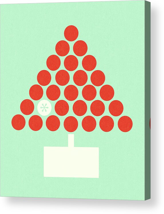 Abstract Acrylic Print featuring the drawing Red Ball Christmas Tree by CSA Images