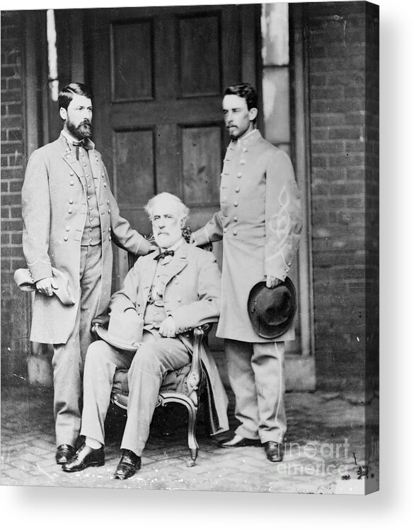 Mature Adult Acrylic Print featuring the photograph Robert E. Lee With Son And Aide by Bettmann