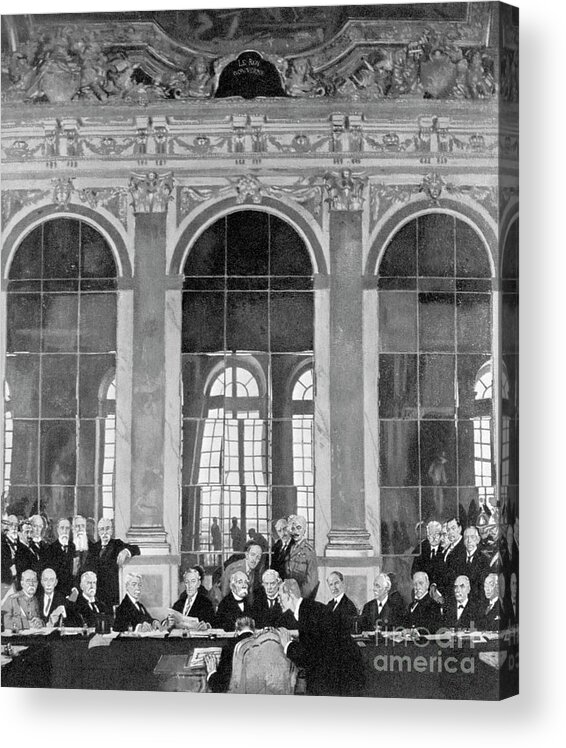 Versailles Acrylic Print featuring the photograph Signing Of The Treaty Of Versailles by Bettmann