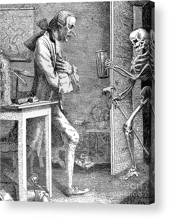 Engraving Acrylic Print featuring the drawing Sterne And Death. 1768. Artist Thomas by Print Collector