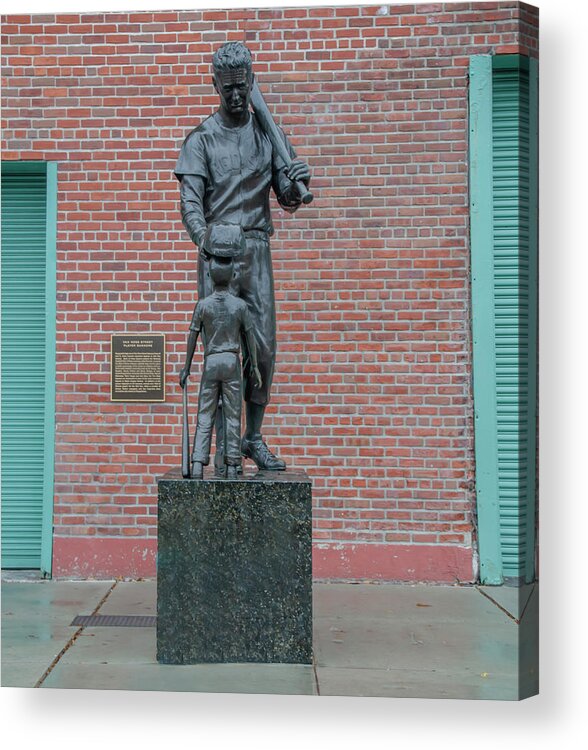 Ted Acrylic Print featuring the photograph Ted Williams Statue - Fenway Park Boston by Bill Cannon