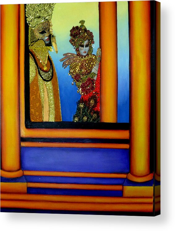 Mixed Media Painting Acrylic Print featuring the mixed media The Prince -The Carnival of Venice by Anni Adkins