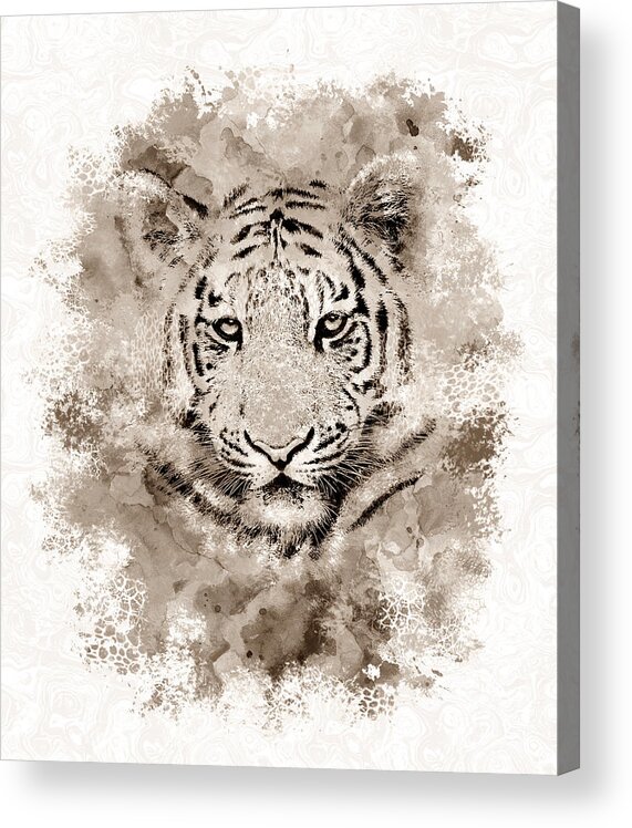Tiger Acrylic Print featuring the digital art Tiger 4 by Lucie Dumas
