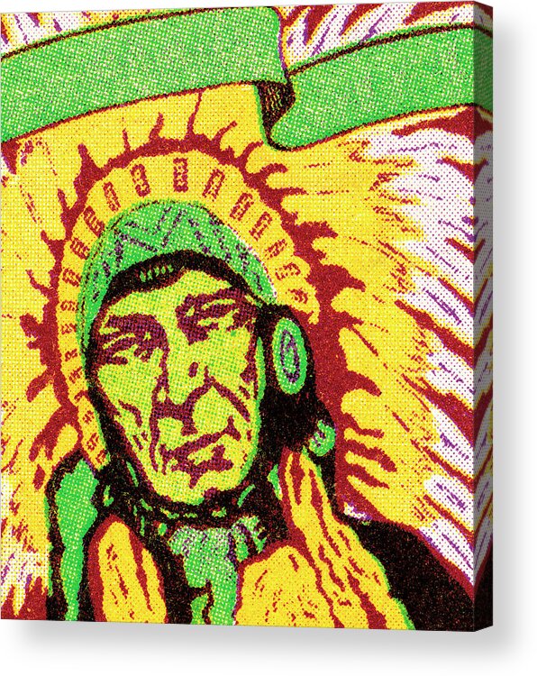 American Indian Acrylic Print featuring the drawing Tribal leaders in headdress by CSA Images