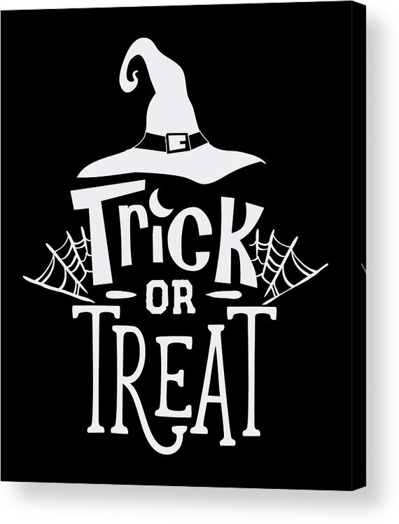 Halloween Acrylic Print featuring the digital art Trick or Treat Halloween Witch Hat by Matthias Hauser