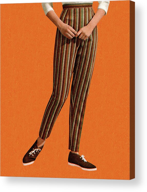 Adult Acrylic Print featuring the drawing Woman Wearing Striped Pants by CSA Images