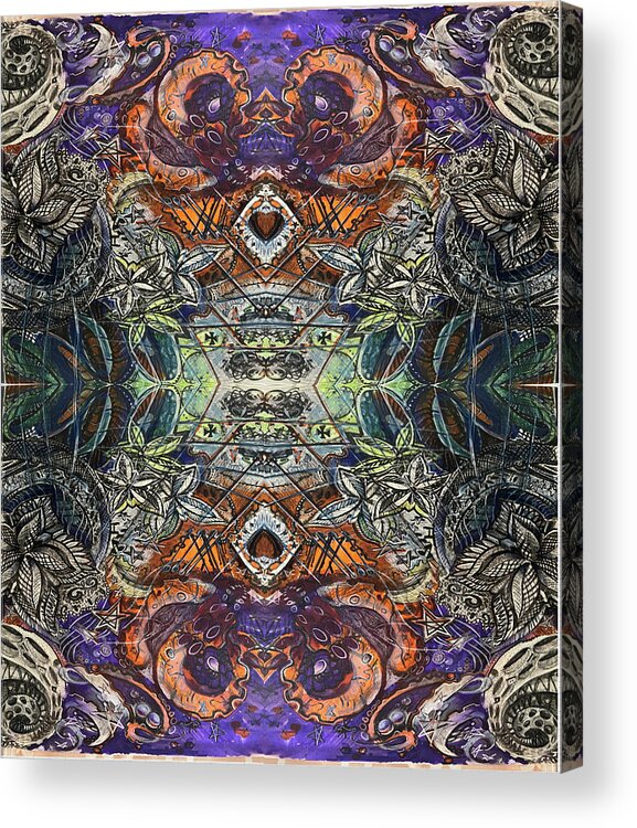 Flower; Plants #octopus; Psychedelic; Surreal; Kaleidoscope; Flower Of The 24 Acrylic Print featuring the drawing Photosynthesis #1 by K R