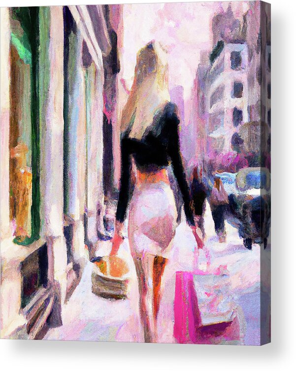 Woman Acrylic Print featuring the digital art Pretty in Pink #1 by Alison Frank