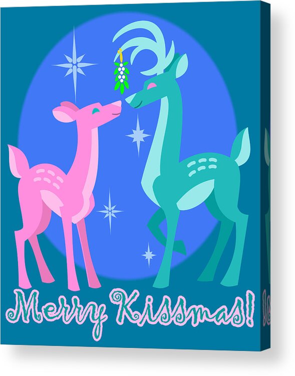 Reindeer Acrylic Print featuring the mixed media Merry Kissmas Deer #2 by J L Meadows