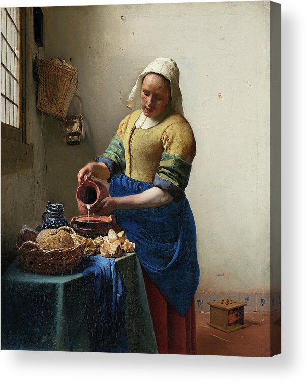 Dutch Acrylic Print featuring the painting The Milkmaid by Johannes Vermeer