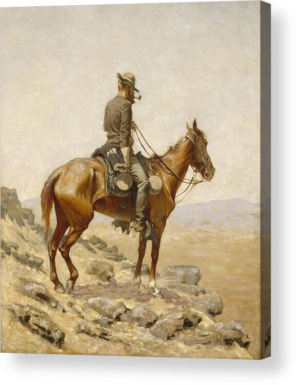 Frederic Remington Acrylic Print featuring the painting The Lookout by Frederic Remington by Mango Art