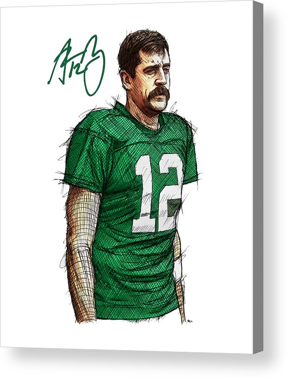 Football Acrylic Print featuring the digital art Aaron Rodgers Mustache by Kelvin Kent