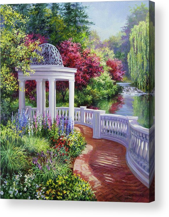 Garden Acrylic Print featuring the painting Atlanta Garden Gazebo by Laurie Snow Hein