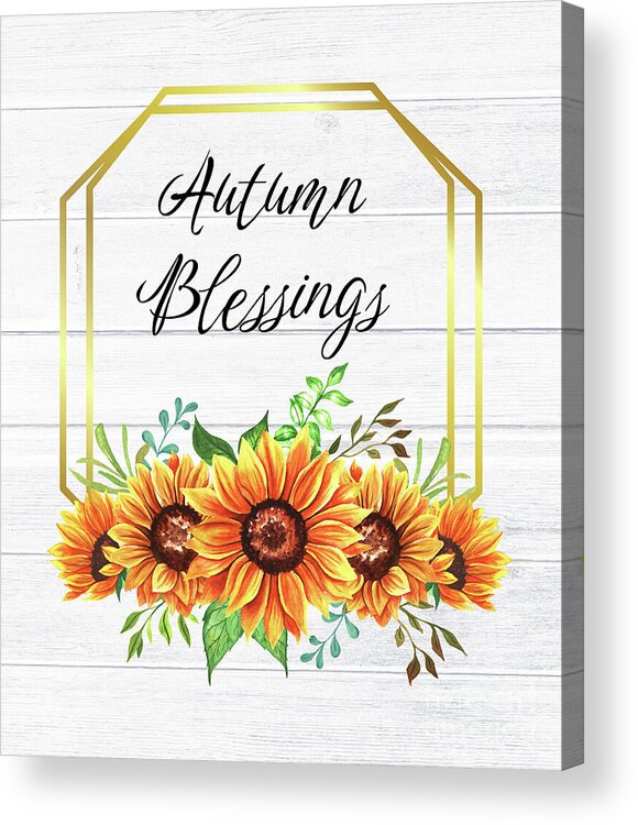 Sunflowers Acrylic Print featuring the painting Autumn Blessings by Tina LeCour