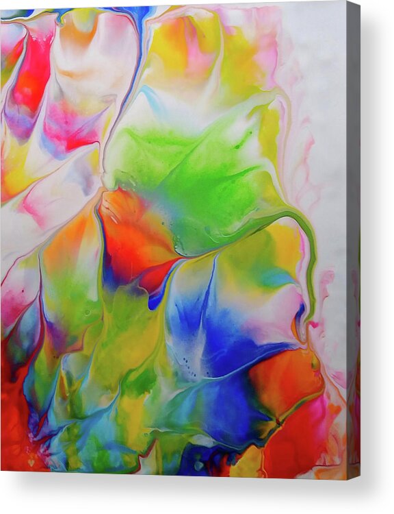 Rainbow Colors Abstract Nature Acrylic Print featuring the painting Autumn Close Up by Deborah Erlandson