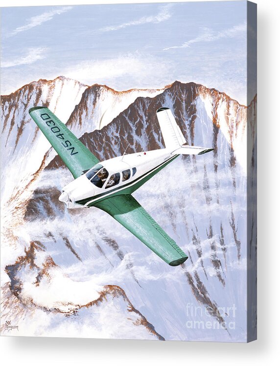 Aviation Acrylic Print featuring the painting Beechcraft Bonanza by Steve Ferguson