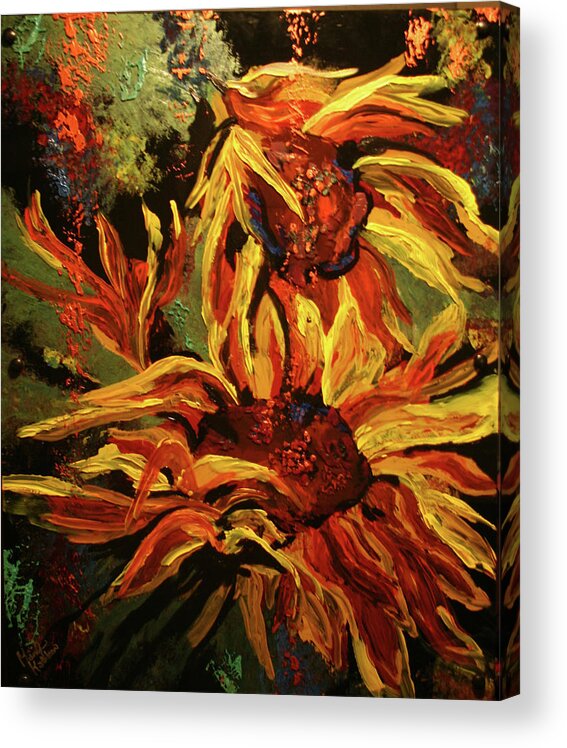 Flowers Acrylic Print featuring the painting Brown Eyed Girls by Marilyn Quigley