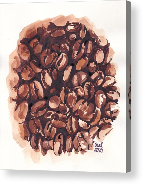 Coffee Acrylic Print featuring the painting Cofee Beans by George Cret