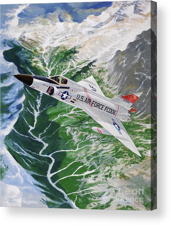 Aviation Acrylic Print featuring the painting Convair F-102A Delta Dagger by Steve Ferguson