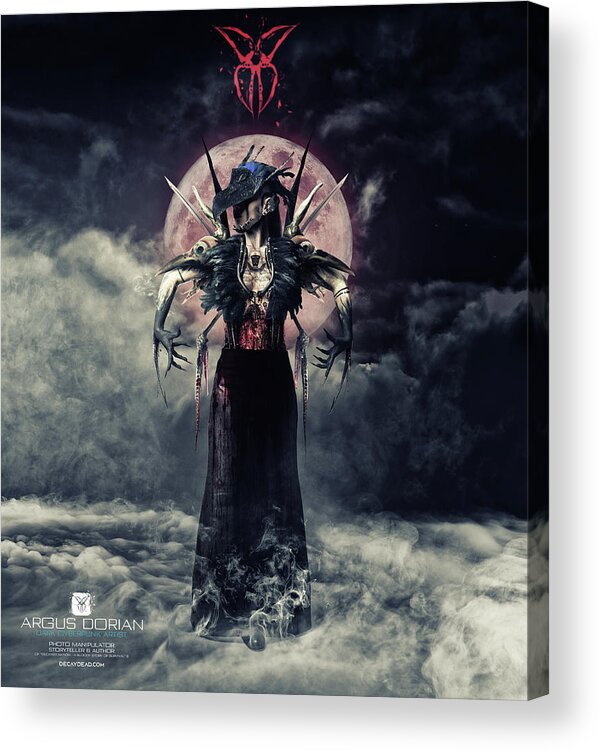 Dark Art Acrylic Print featuring the digital art Dark Raven by Argus Dorian by Argus Dorian