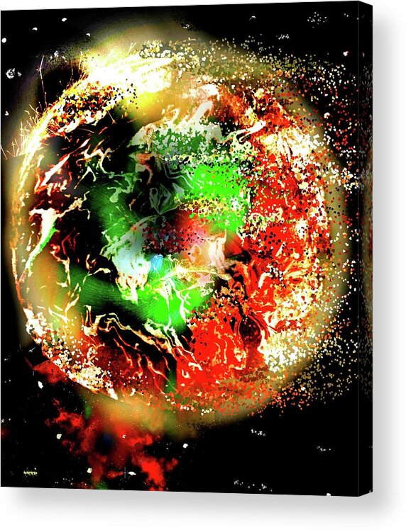 World Acrylic Print featuring the mixed media Falling World by Anna Adams