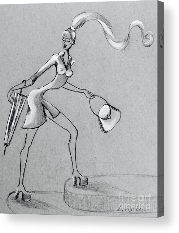 Fashion Acrylic Print featuring the drawing Fashionista by Lana Sylber