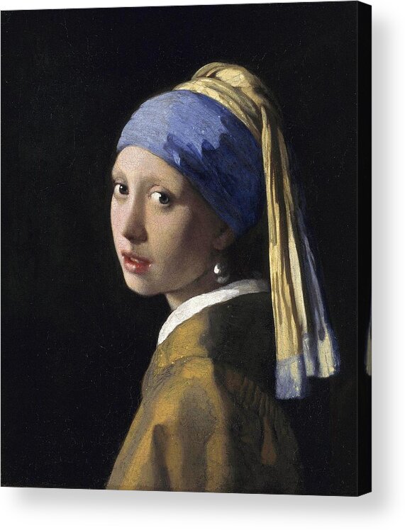 Portrait Acrylic Print featuring the painting Girl With A Pearl Earing by Johannes Vermeer