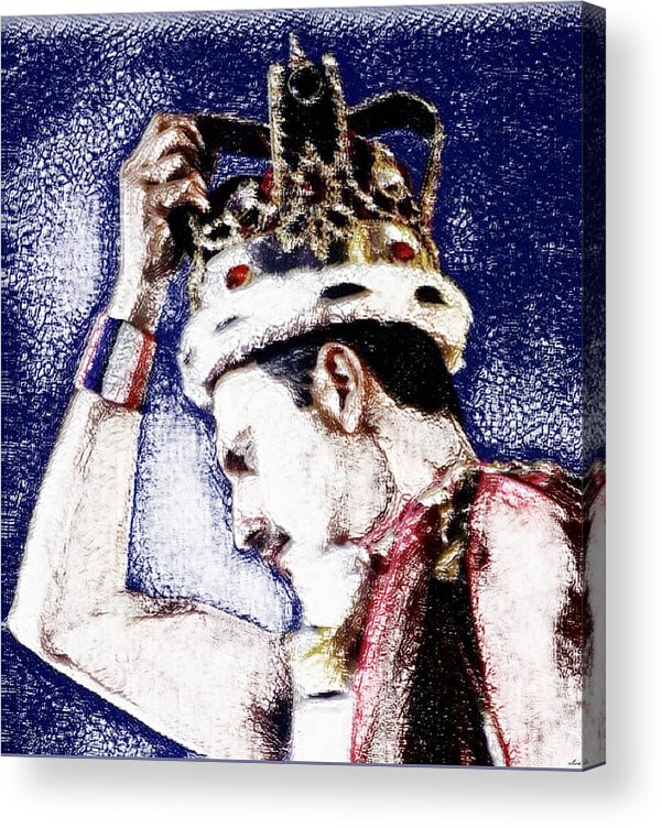 Freddie Acrylic Print featuring the digital art God, save the Queen by Christina Rick