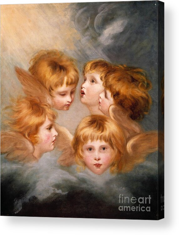 Sir Joshua Reynolds Acrylic Print featuring the painting Heads of Angels - Miss Frances Gordon by Sir Joshua Reynolds