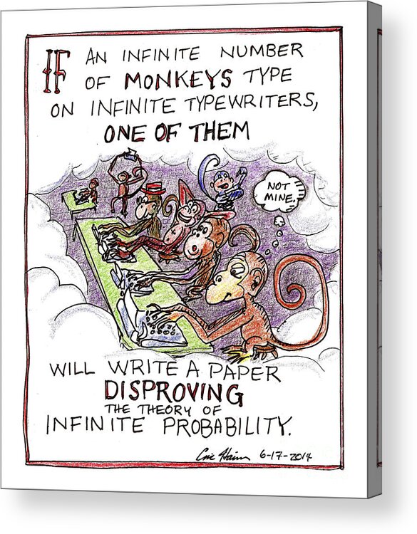 Monkeys Acrylic Print featuring the drawing Infinite Monkey Typewriter Probability by Eric Haines