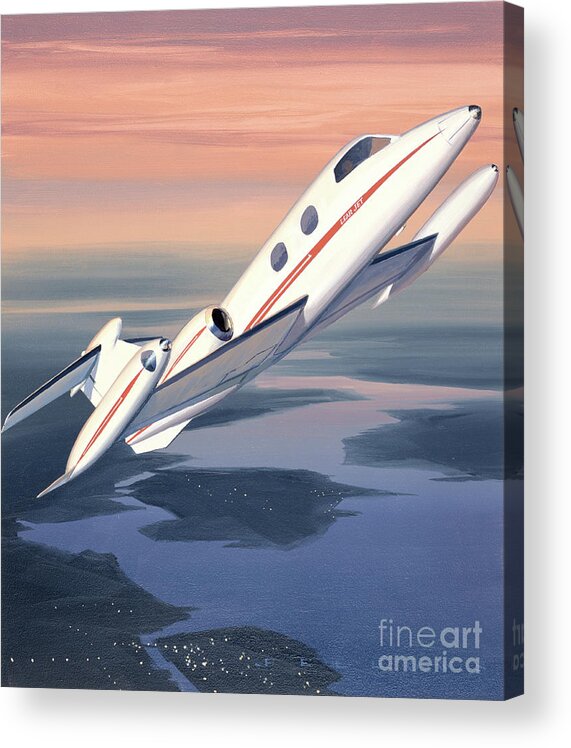Aircraft Acrylic Print featuring the painting Learjet 23 by Jack Fellows