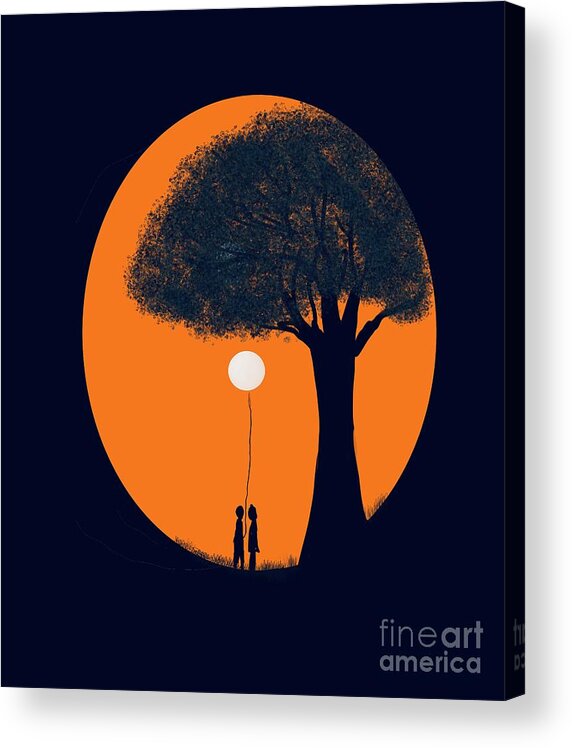 Moon On A String Acrylic Print featuring the digital art Let me gift you the moon by Elaine Hayward