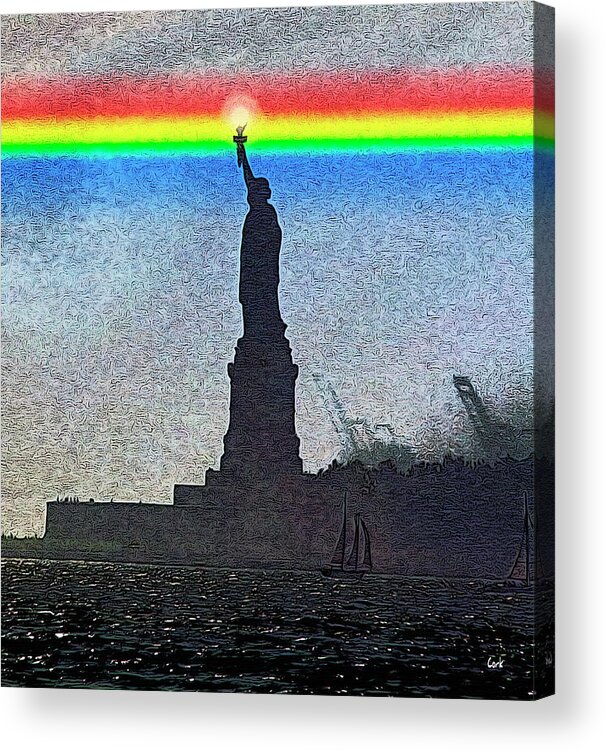 Statue Of Liberty Acrylic Print featuring the digital art Libby Side View by Terry Cork