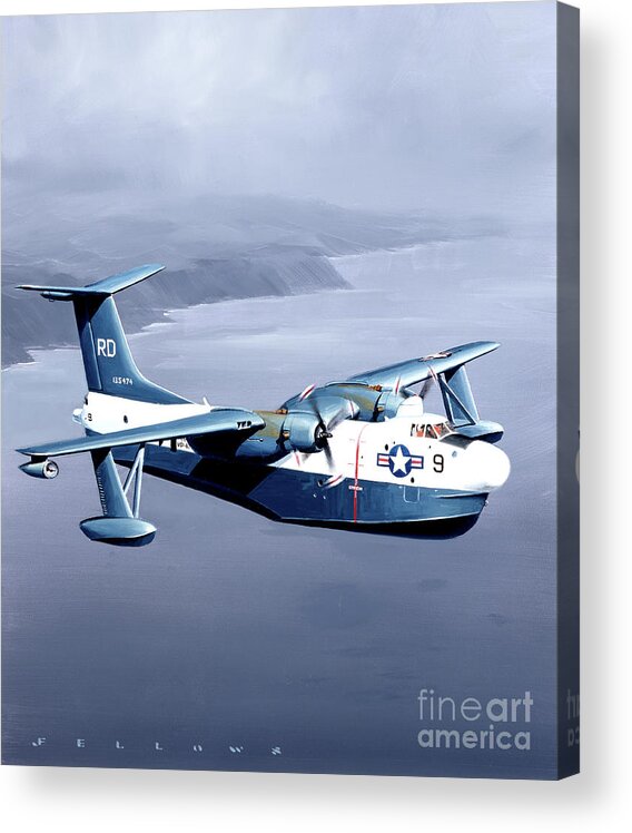 Military Aircraft Acrylic Print featuring the painting Martin P5M Marlin by Jack Fellows