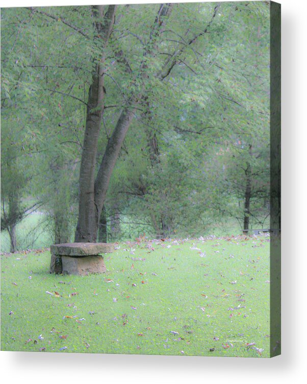 Bench Acrylic Print featuring the photograph Meet Me At The Stone Bench by Diane Lindon Coy