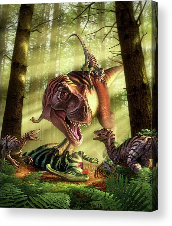 Dinosaur Acrylic Print featuring the digital art MMA Dino Style by Jerry LoFaro