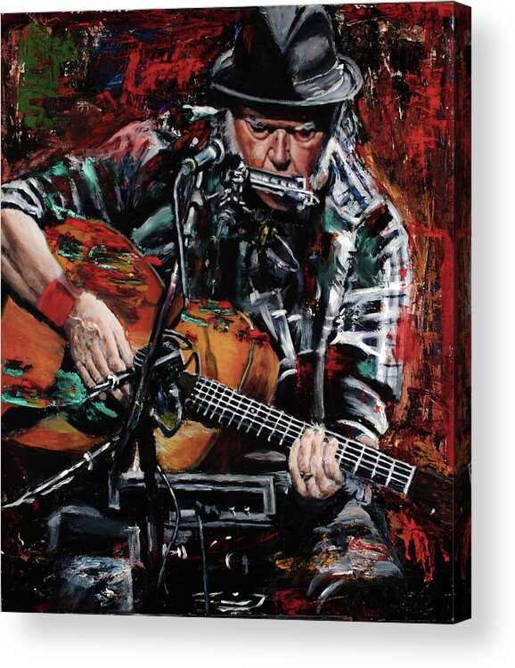 Neal Acrylic Print featuring the painting Neal Young by Mark Courage