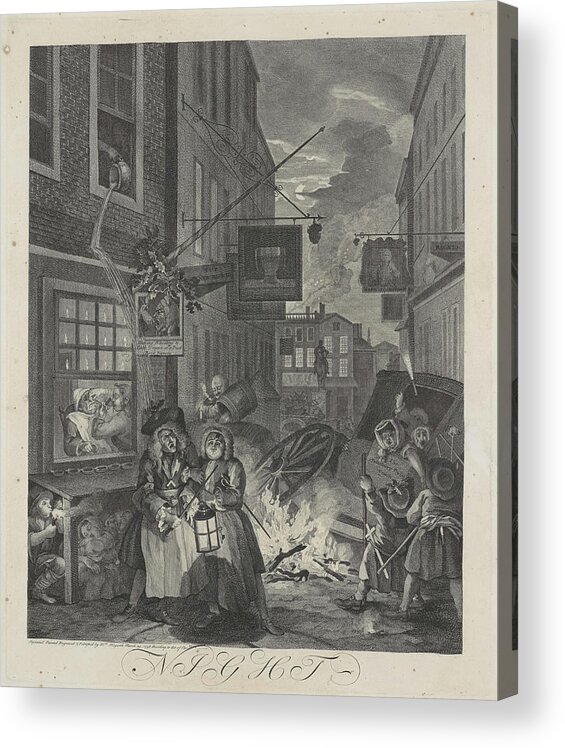  Acrylic Print featuring the drawing Night by William Hogarth