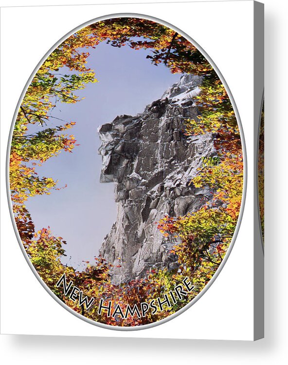 Old Acrylic Print featuring the photograph Old Man of the Mountain Cutout Circle by White Mountain Images