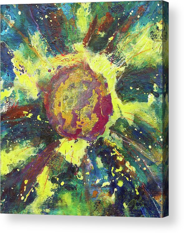 Galactic Explosion Acrylic Print featuring the painting Planet by Maria Meester