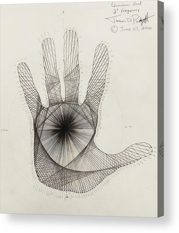 Quantum Acrylic Print featuring the drawing Quantum Hand by Jason Padgett