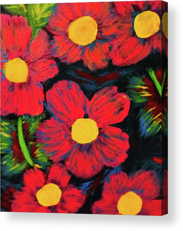 Red Acrylic Print featuring the painting Red Bloom by Anna Adams