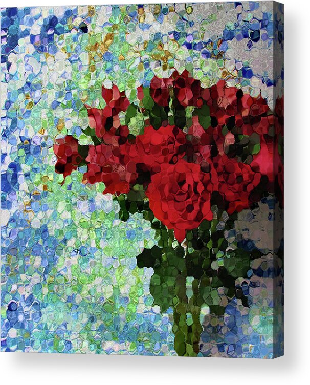 Rose Acrylic Print featuring the photograph Red Roses in Glass by Corinne Carroll