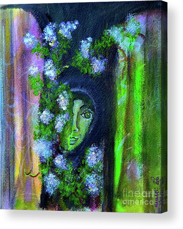 Naive Art Acrylic Print featuring the mixed media Somewhere in the Woods by Mimulux Patricia No